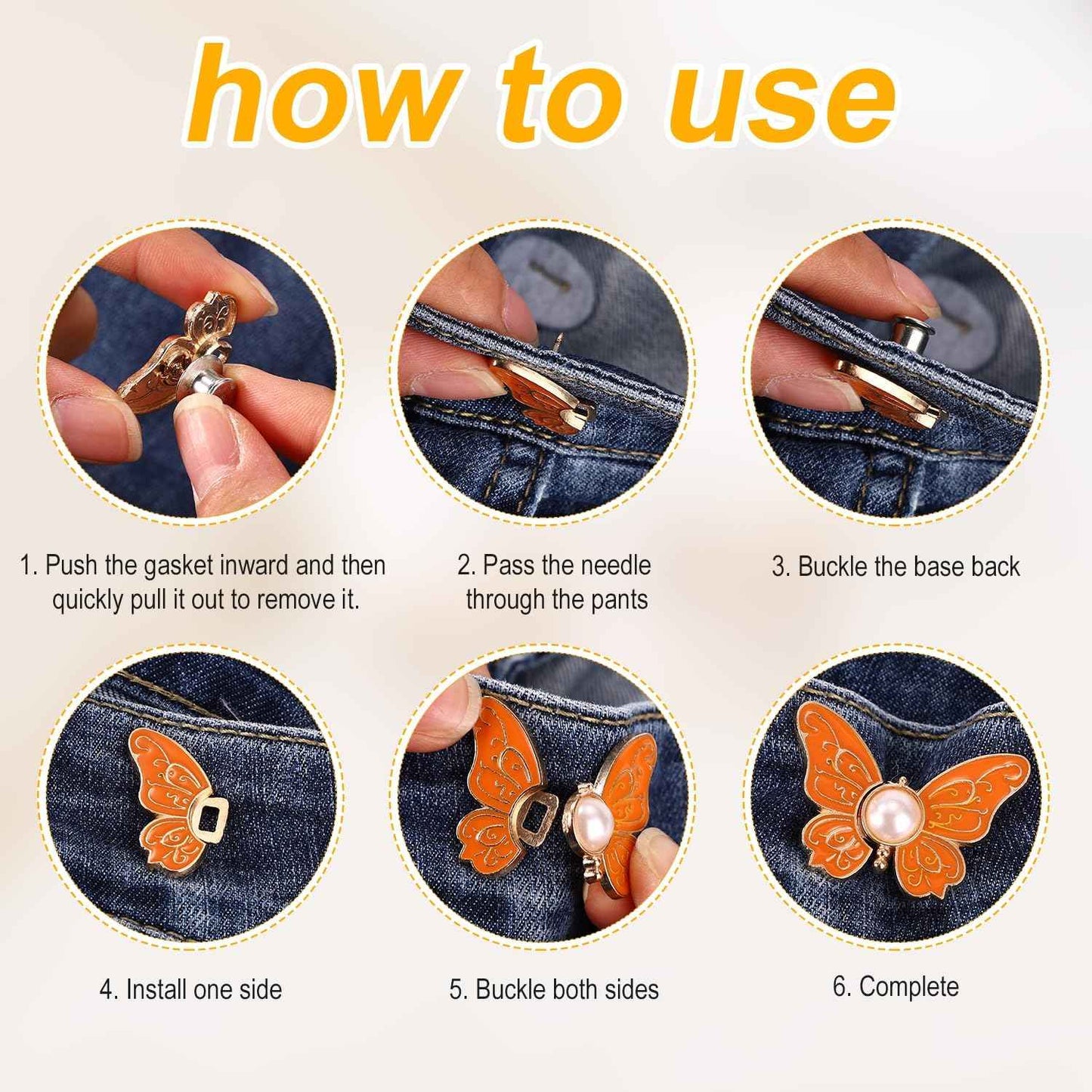 🔥8PCS Butterfly Waist Tighteners 🦋 Perfect Fit in Seconds — No Sewing Needed